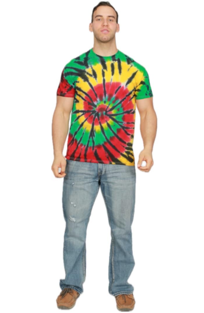 Colortone 100% Cotton Tie Dye T-Shirt for Women and Men, Large, Rasta Web - Image 2